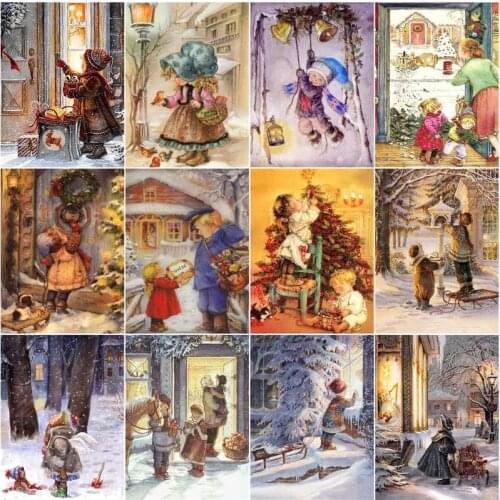 GATYZTORY Paint By Number Winter Landscape Kits For Adults Handpainted DIY Figure Coloring By Number On Canvas Home Decor