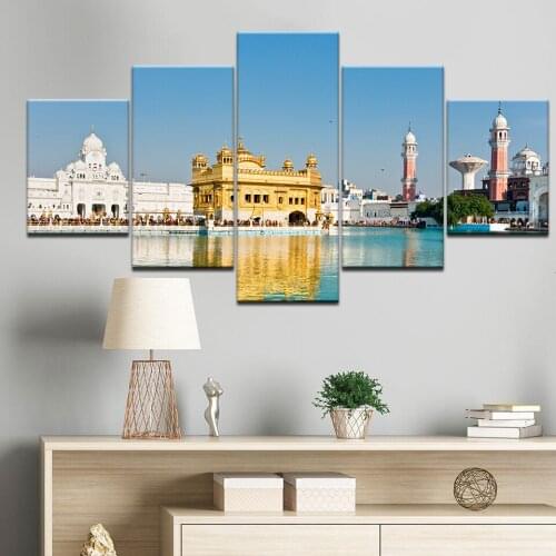 HD Printed Canvas Pictures 5 Panel Muslim Islam Building Frame Wall Art Painting Building Fashion For Living Room Decor Posters