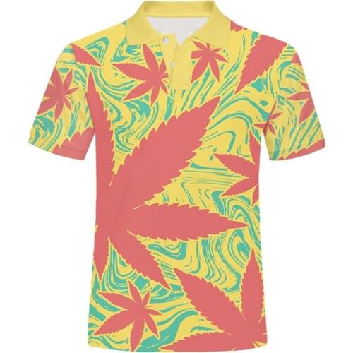 IFPD EU Size EU/US Size Fashion Polo T Shirt 3d Weed Printed Colorfull Maple Leaf Polo Shirt Unisex Man/womans Short Sleeve Tops