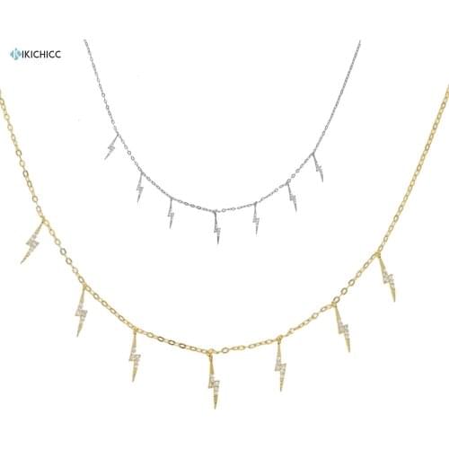 Kikichicc 100% 925 Sterling Silver Lightting Charm Choker Seven Light Zircon Pave Luxury CZ Chain Necklace 2020 Fine Jewelry