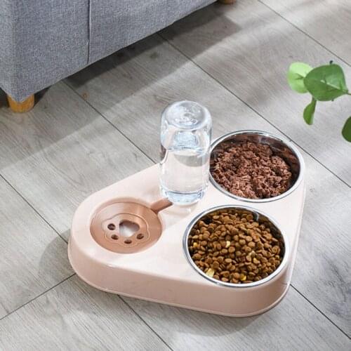2 in 1/ 3 in 1 Dog Feeder Bowl With Dog Water Bottle Cat Automatic Drinking Cat Food Bowl Pet Waterer Stainless Steel Feeder