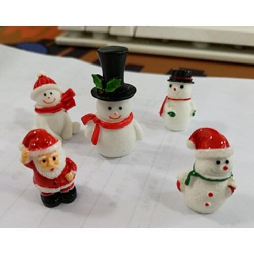ZOCDOU 1 Piece Cute Santa Snowman Small Statue Little Figurine Crafts Figure Ornament Miniatures