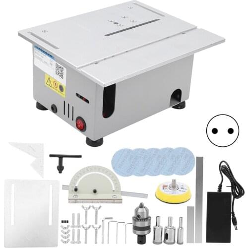 Mini Table Saw Silver Multi-Function Woodworking DIY Model Cutting Tool AC110V-240V 96W DIY Table Saw Eu Plug