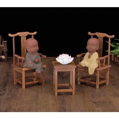 EatingBiting 1:6 Dollhouse Miniature Handcraft Furniture Retro Wood Square Table Armchairs 3 Pieces Dollhouse Furniture Miniatur