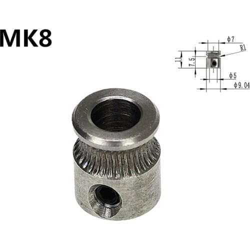 MK8 Drive Gear Pulley 3D Printer Extruder Head Reprap 1.75 Filament