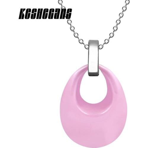 Fashion Ceramic Water Drop Necklace Black White Pink Pendant Necklace For Women Girls With 40cm Stainless Steel Chain Jewelry