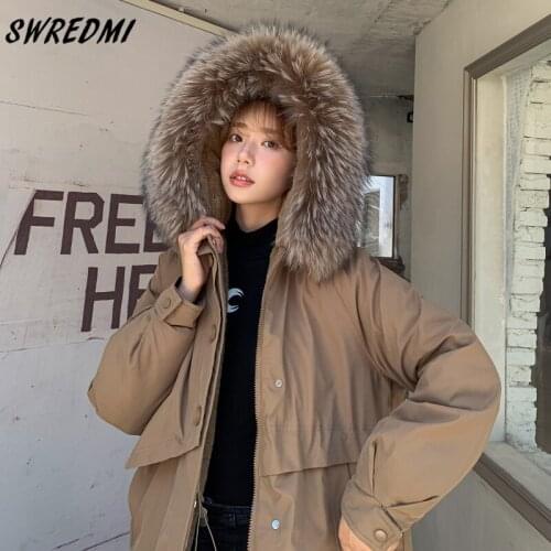 SWREDMI Fashion Winter Coat Women Fur Lining Warm Jackets Outerwear 2021 New Office Lady Clothing Outerwear