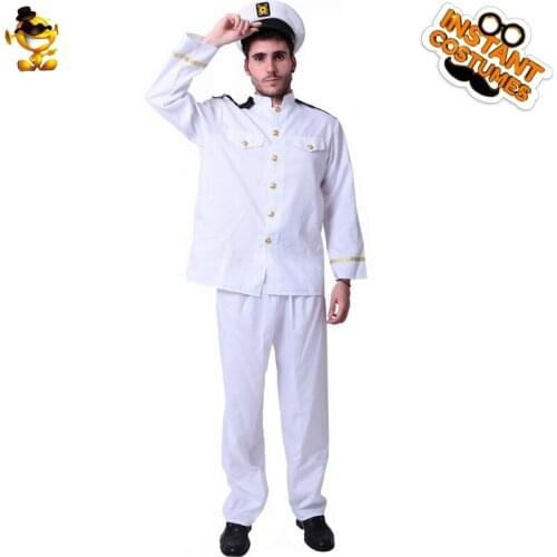 Adult Mens Sea Captain Outfit Clothes Fancy Dress Career Gentlemen Captain Costume Halloween Party