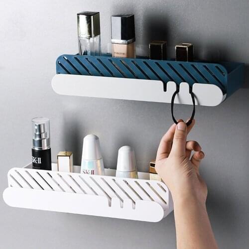 Wall-mounted Free Punching Toilet Wash Basin Storage Rack Toilet Rectangular Desk Organizer For Cosmetics Bathroom Shelf