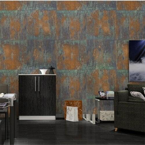 Industrial style bar living room cafe restaurant clothing store hot pot shop wallpaper retro plain bronze cement gray фотообои