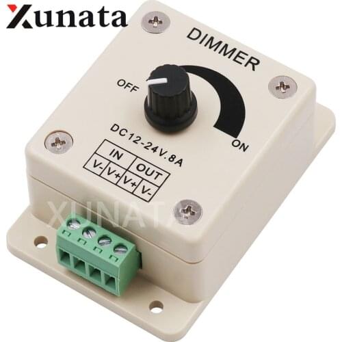 DC12-24V 8A Adjustable Brightness Lamp Strip Driver Single Color Light Power Supply LED Dimmer Switch Controller