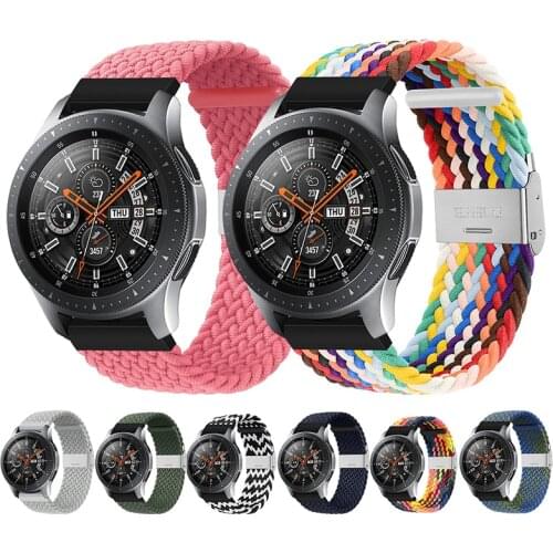 20mm/22mm watch strap for Samsung Galaxy watch 3/active 2/46mm/42mm/Gear S3 Adjustable Braided Solo Loop Huawei GT/2/2e/Pro band
