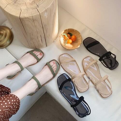 Flat Sandals Womens Flat Heel Simple All-match Korean-Style Student Holiday Temperament Gentle Sandals Women 2021