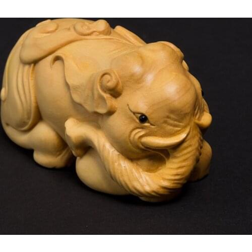 Creative wood Elephant statue Animal Carving sculpture home decoration Lucky feng shui crafts ornaments Gifts craft estatua