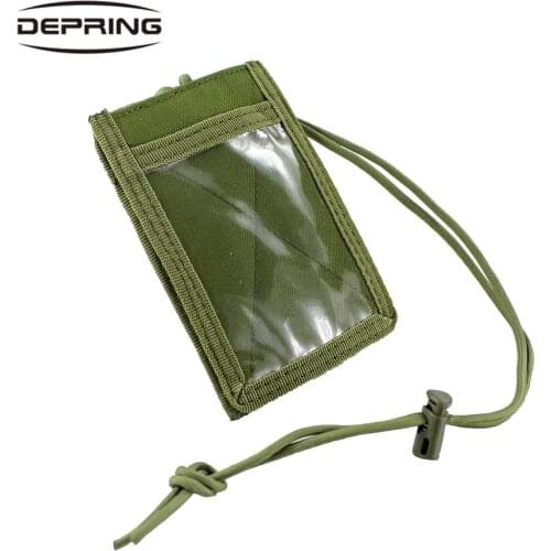 Tactical ID Card Holder Credit Card Organizer Hook & Loop Pouch with Neck Lanyard Key Ring 1000D Nylon EDC Pouch for Hunting