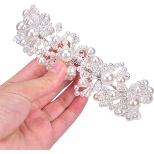 Crystal Pearl Handmade Headbands Bridal Tiaras Crowns Hairband Headpiece Head Wedding Hair Accessories Women Jewelry
