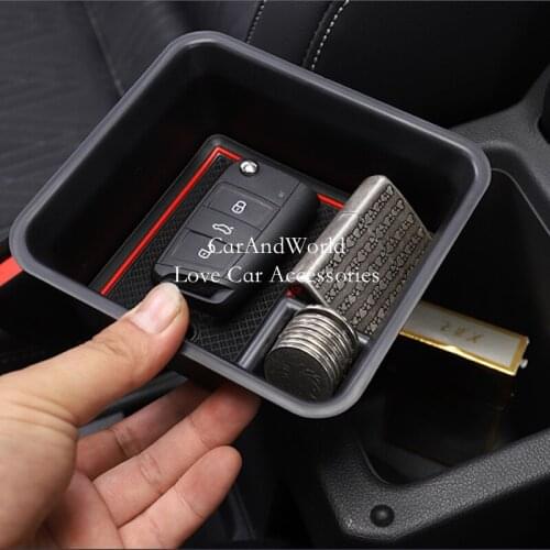 Interior Middle Armrest Storage Box Grid Cover Molding Frame Panel Molding For VW T-CROSS 2019 2020 Car Plastic Accessories