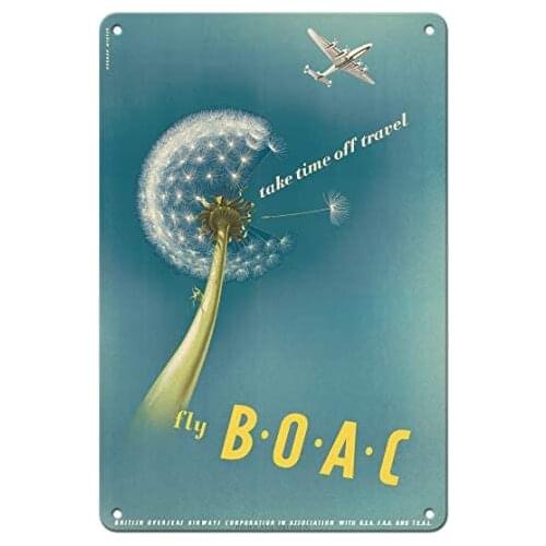 Take Time Off Travel - Fly BOAC, British Overseas Airways Corporation Metal Tin Sign