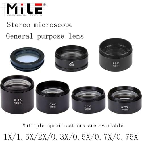 WD30 WD165 WD120 0.3X 0.5X 0.7X 0.75X 1X 1.5X 2X Trinocular Microscope Stereo Microscope Auxiliary Objective Lens Barlow Lens