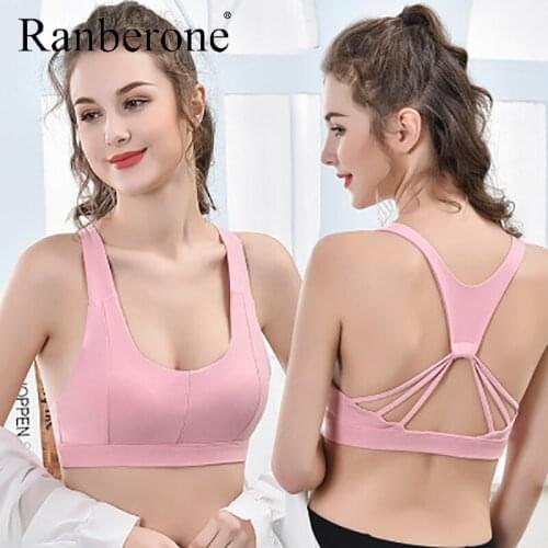 Ranberone Women Sports Bra Tops Backless Fitness Gym Running Sports Bra Breathable Sexy Crop Sports Wear Yoga Padded Push Up Bra