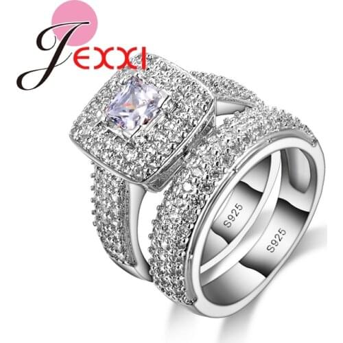 Big White Crystal Ring 925 Sterling Silver Women Luxury Finger Rings Cubiz Zircon Jewelry Christmas Gift For Girls