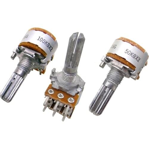 1pcs ALPS RK163 Potentiometer B50KX2 B100KX2 Audio Amplifier Ampvolume Dual-unit Rotary 20MM Half shaft Made in Japan