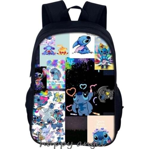 16-inch Mochila Stitch Print Backpack Children School Bags Boys Age 7-13 Teenagers Backpack Kids Cartoon Rucksack