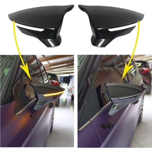 2 Pieces Rearview Mirror Cover Cap Carbon Black For Seat Leon Cupra 2012 2013 2014 2015 2016 2017 2018 2019 Side Fiber Pattern