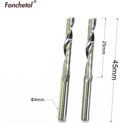 2PCS- 4mm*25mm,free Single Flute Spiral end mill cnc solid carbide aluminum engraving milling cutter,aluminum composite panels