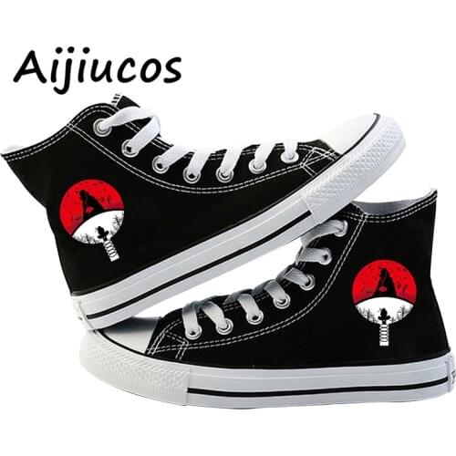Anime Fashion High-top Boots For Men Kids Girls Akatsuki Itachi Sharingan Cosplay Casual Outdoo Canvas Shoes