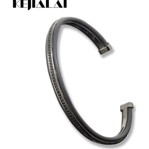 Anil Arjanda Water-repellent Bangle, Micro Pave Black CZ & Plated Gold Open Cuff Bangle Bracelets Adjustable Size for Men