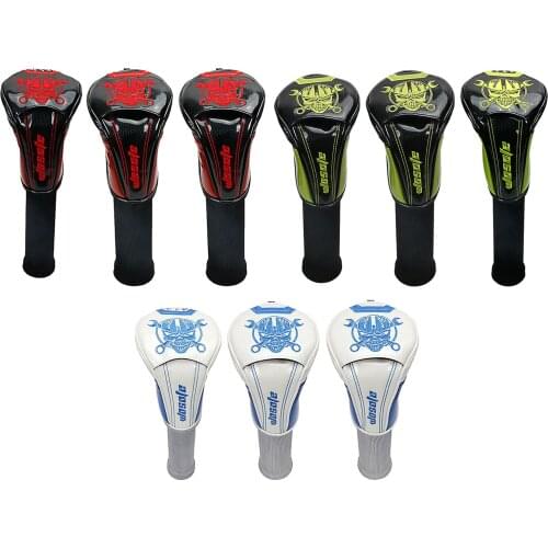 Golf Head Covers Driver 1 3 5 UT Fairway Woods Headcovers, Waterproof PU Skull