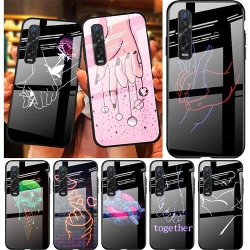 Tempered Glass Cover Line Art illustrations For OPPO A9 2020 A52 Find X2 Lite Realme 7 7i 6 5 Pro C3 XT Phone Case Shell
