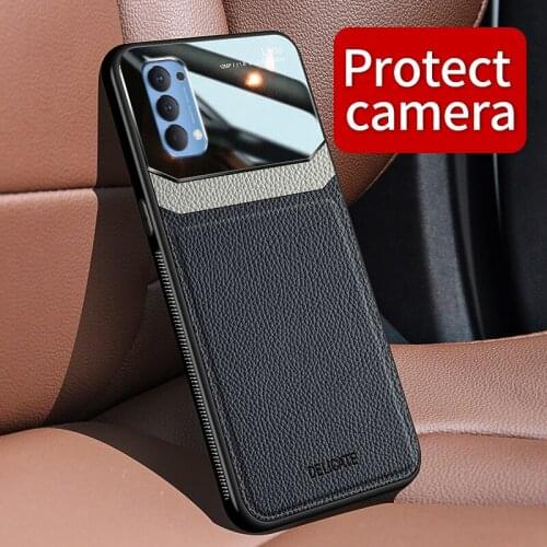 Uftemr PC Leather Case for OPPO Reno 4 Pro Case Soft TPU Silicone Frame Hard Bumper Cover for OPPO Reno 4 Pro 4G Global Version