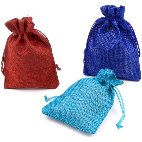 Fashional 100PCS 7x9 Christmas Pattern Party Wedding Favor Hessian Burlap Jute Bag Jewelry Display&Packaging Can customized