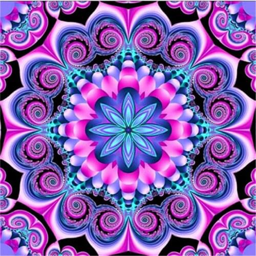 Flower Mandala Printed Fabric 11CT Cross-Stitch Embroidery Full Kit DMC Threads Sewing Painting Hobby Needlework Gift