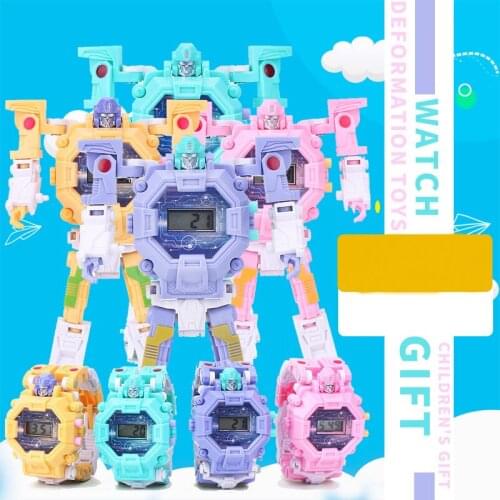 Childrens Deformation Robot Watch Toy Boy Girl Model Sports Electronic Watches Toy Kid Student Birthday Gift Wristwatch Toy