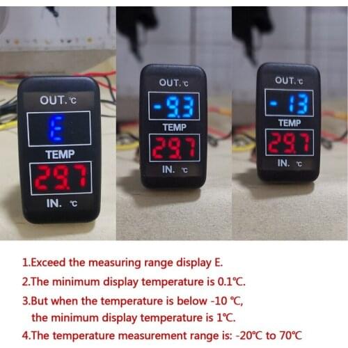 Car Interior and Exterior Temperature Display Dual Temperature Sensor for Toyota Camry Corolla Yaris RAV4 Land Cruiser
