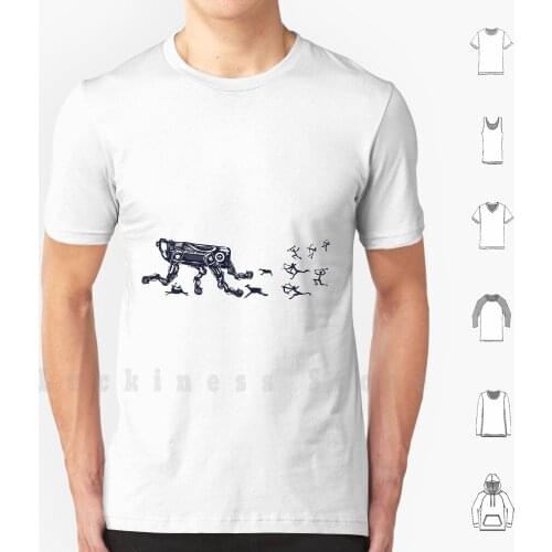 Boston Dynamics Robots T Shirt Big Size 100% Cotton 404 Error Ancient Apocalypse Archeology Artificial Intelligence Caricature