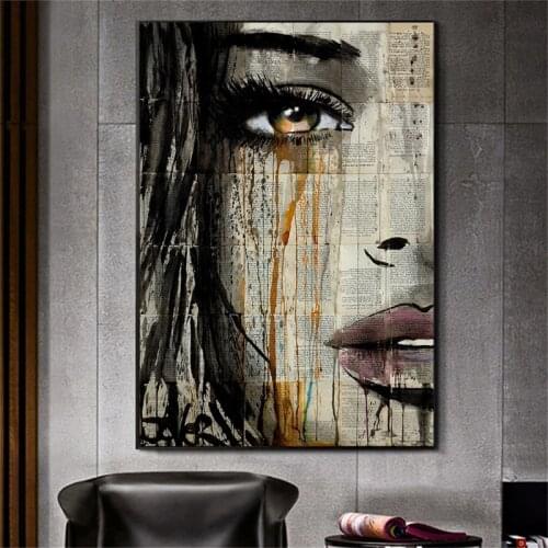 Graffiti Woman Face Canvas Painting Figure Printed Poster and Prints Wall Pictures For Woman Face Living Room Home Decorations