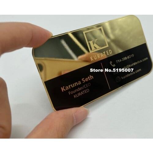 Customized Unique Etched Mirror Name Card Stainless Steel Metal Blank Business Cards