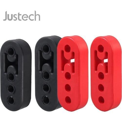 Justech 2pcs Universal Heavy Duty Rubber Exhaust Mount Brackets Hangers 12mm 4 Holes Red Black Car Exhaust Pipe Mount