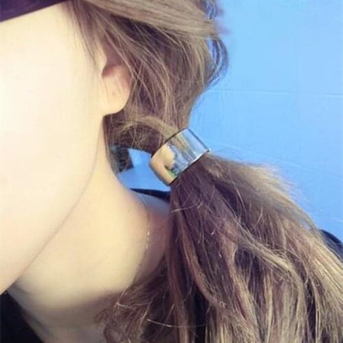 Korean temperament wild metal the texture of the cylinder ring hair band hair jewelry crystal swinky hair rope accessories