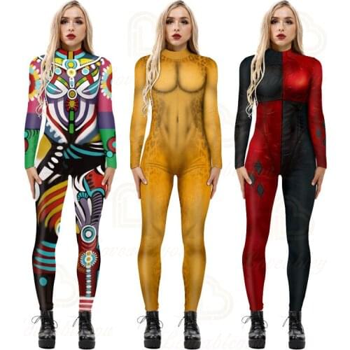 Halloween Cosplay Costumes Women Scary Horror Skeleton Clothing Suit Sexy Jumpsuit Bodysuit Zombie Dress