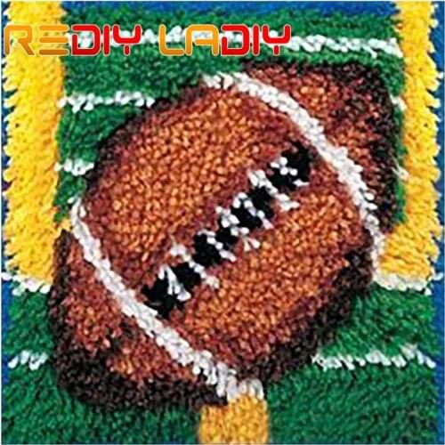 Latch Hook Rug Football Mat Crocheting Carpet Rug 100% Acrylic Yarn Sofa Cushion Mat Crochet Tapestry DIY Carpet Arts & Crafts