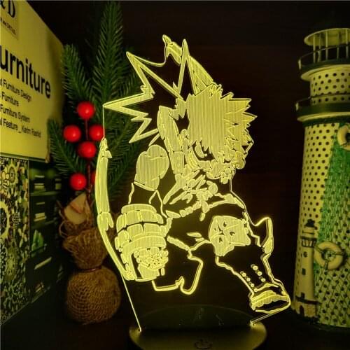 Boku no Hero Academia Bakugou Katsuki 3D ANIME LAMP Illusion Led Nightlights MY HERO ACADEMIA Table Lampara For Xmas Gift