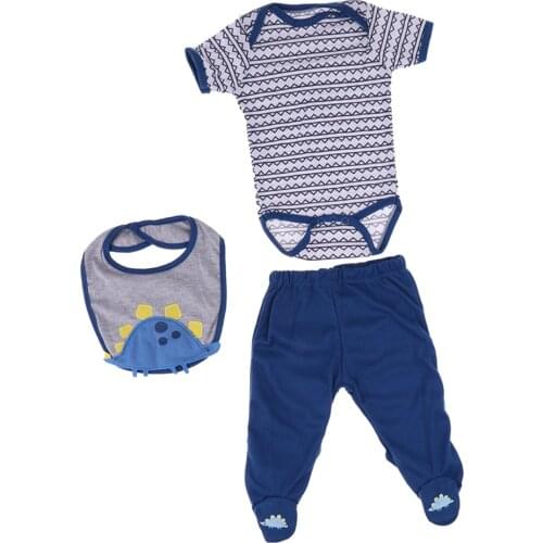 Fashion Doll Clothes and Bibs Garment Handmade Romper Pants & Bib For 20-22inch Newborn Dolls Baby Accessory