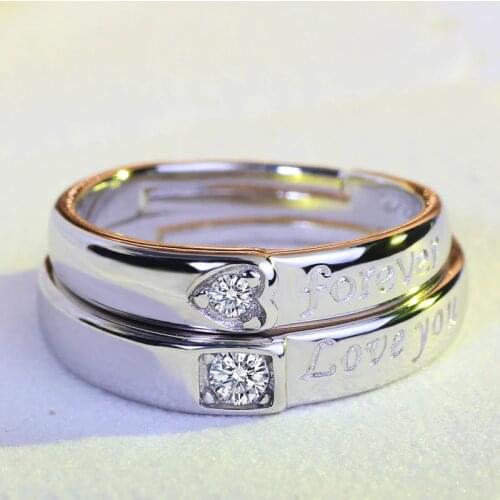 30% of silver color Jewelry Fashion Engagement Heart Couple Rings for Women Men with CZ Crystal Wedding Jewelry Punk JZ48