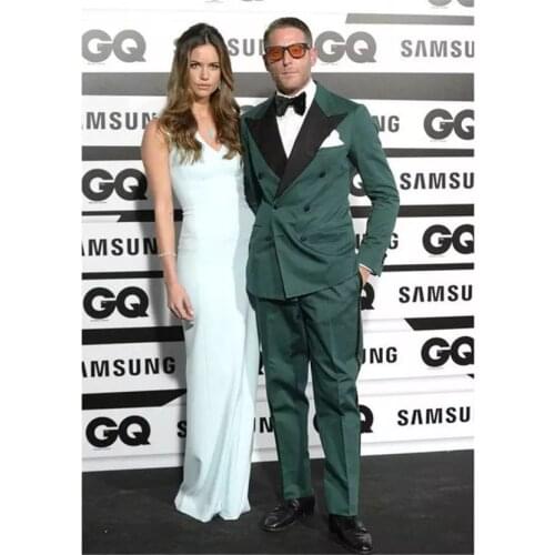 Groom Tuxedos Excellent Double-Breasted Groomsmen Wedding Tuxedos Men Formal Dinner Party Prom Blazer Suit(Jacket+Pants+Tie)