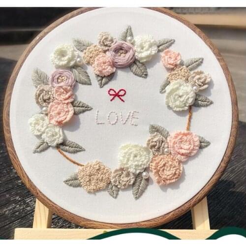 20x20cm Flower Shop Plant Series European embroidery kit simple three-dimensional embroidery Ribbon kit embroidery needlework